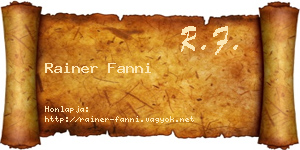 Rainer Fanni névjegykártya